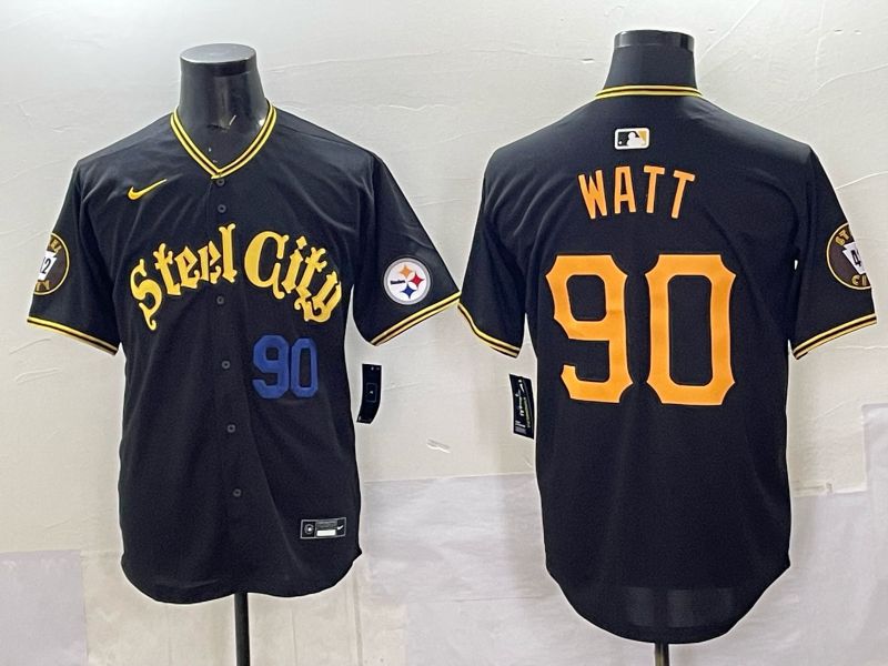 Men 2025 Nike Pittsburgh Steelers #90 Watt Black Limited NFL Jersey style 0062->pittsburgh steelers->NFL Jersey